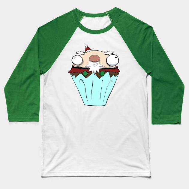 Santa Cupcake Baseball T-Shirt by Fool King Media